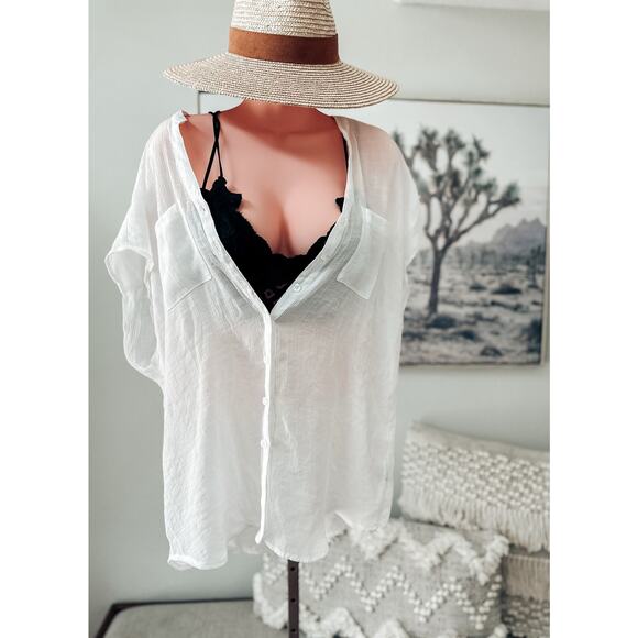 Torrid Whispers in the Dunes gauzy button front beachy poolside layering shirt - Picture 4 of 4